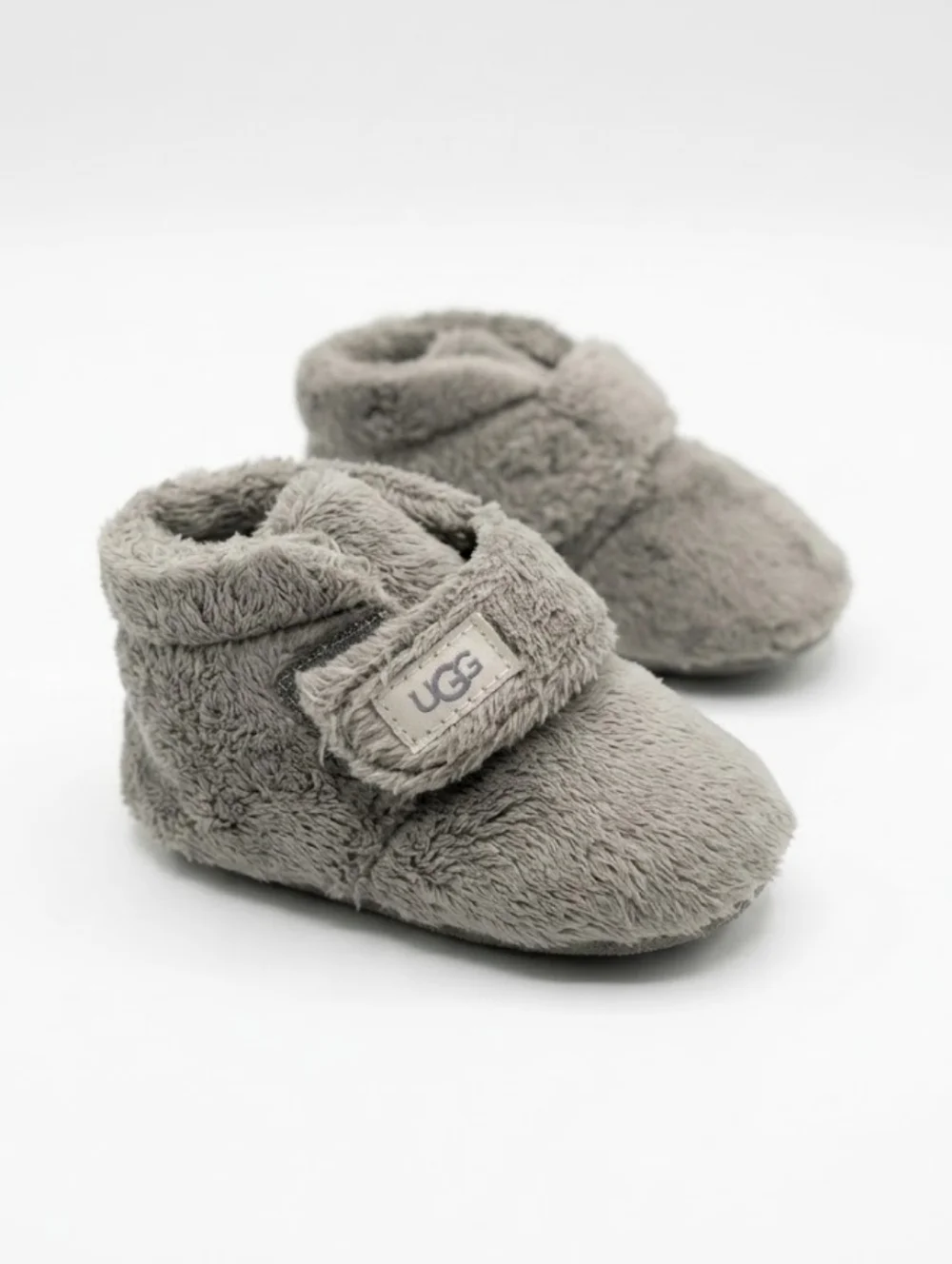 UGG Baby Bixbee Charcoal Grey Faux Fur Booties Size 2/3 Infant Slippers